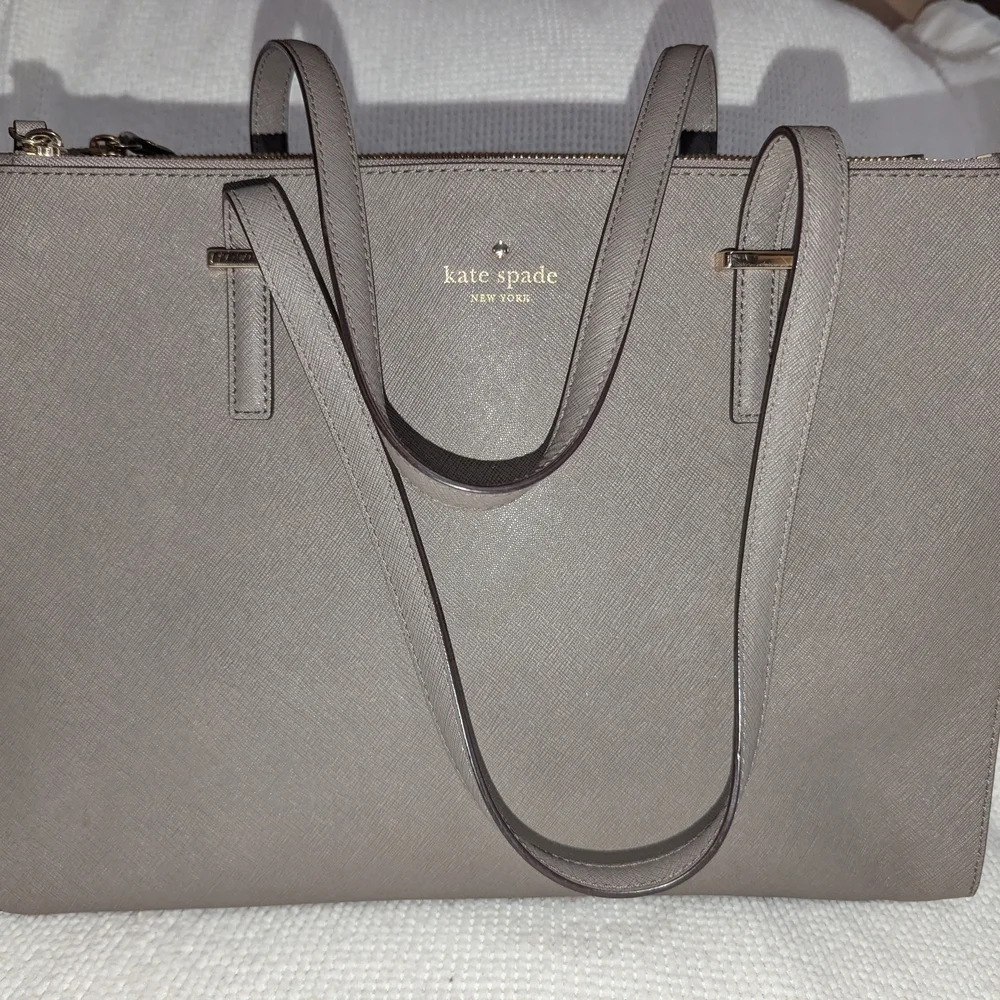 Kate Spade Gray Tote‎ with Adjustable Strap and Silver Hardware